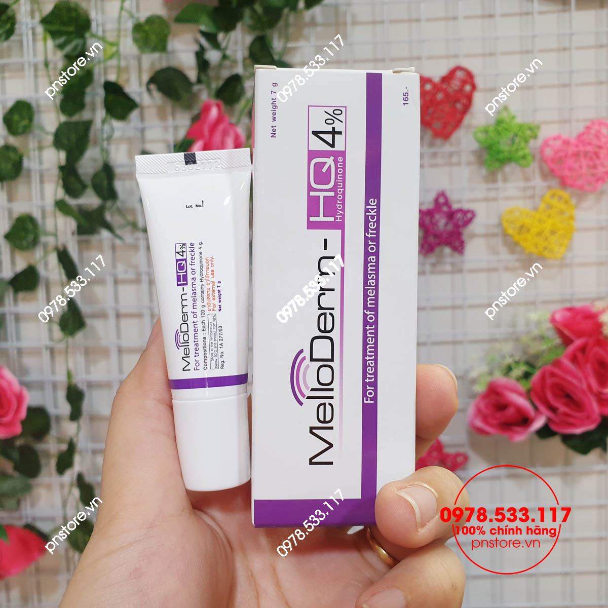 [HCM]KEM GIẢM THÂM NÁM TÀN NHANG MELLODERM HQ 4% HYDROQUINONE 7G CHÍNH HÃNG - 7334