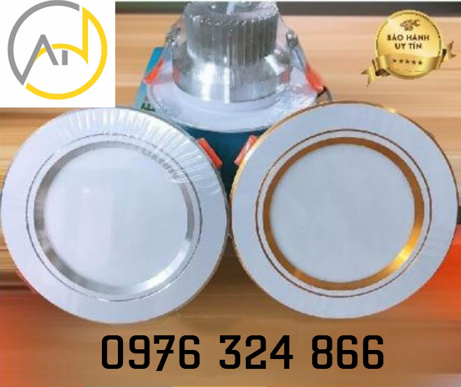 Đèn âm trần, mắt trâu LED 7W 3 màu, phi 90