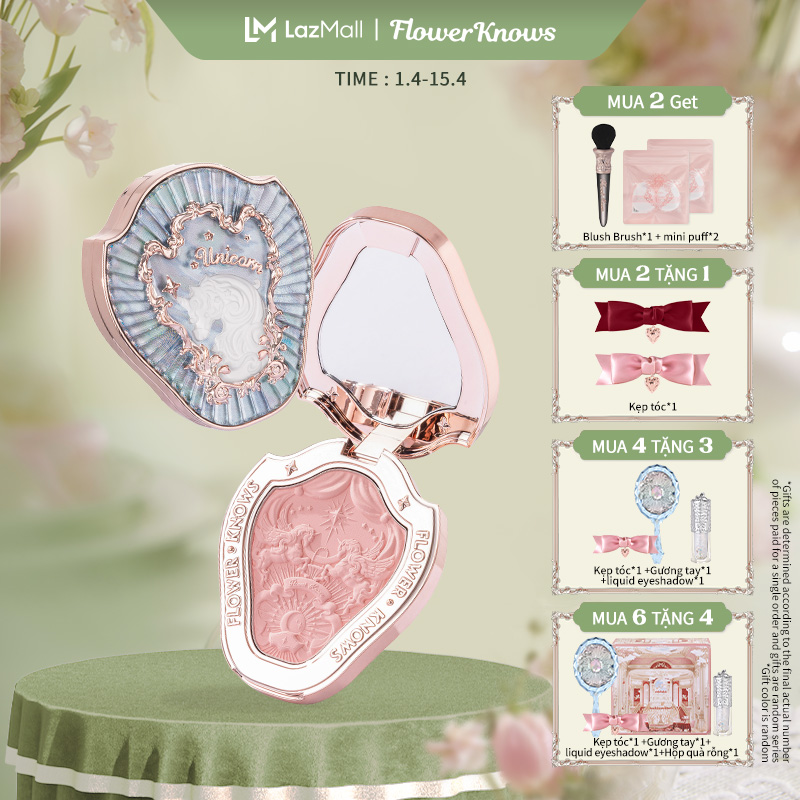 Flower Knows Unicorn Embossed Blush 6 Colors