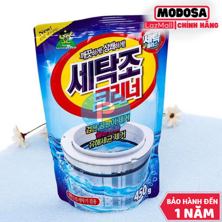 Bột tẩy modosa vệ sinh lồng máy giặt sandokeaeei, gói 450 gram, giúp tẩy bẩn, làm sạch lồng máy giặt