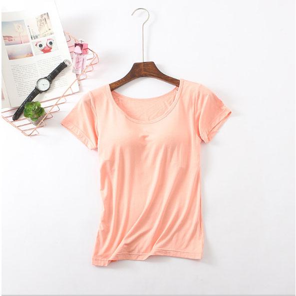 Áo Thun Cộc Tay Cotton Có Đệm Ngực Co Giãn