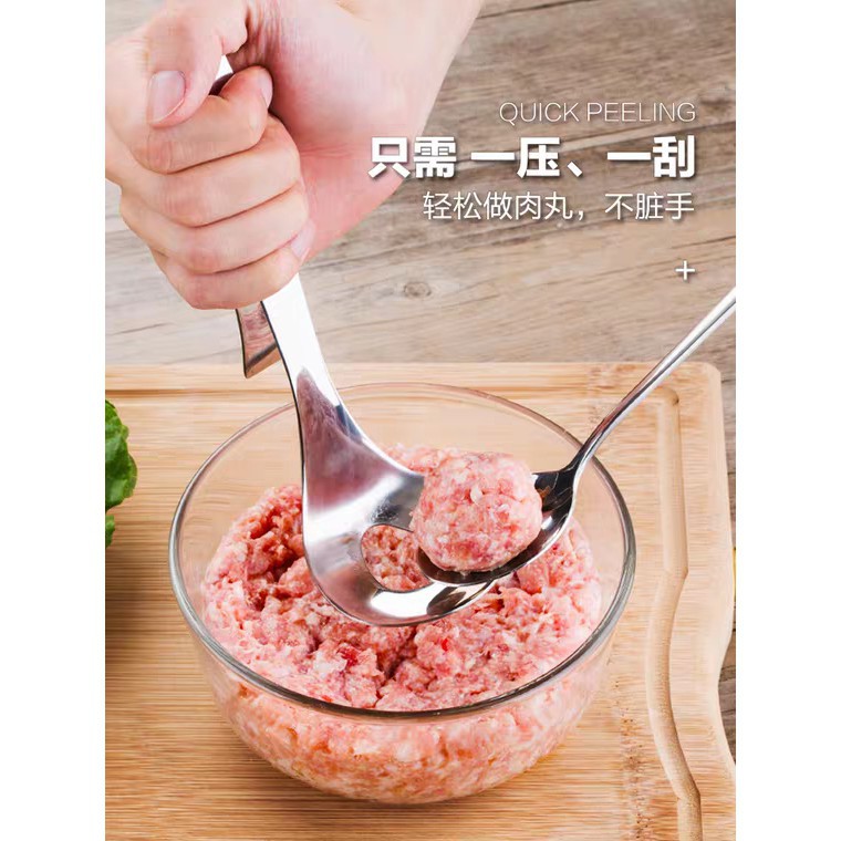 Dụng cụ muỗng thìa nặn thịt viên cá viên bằng inox cao cấp