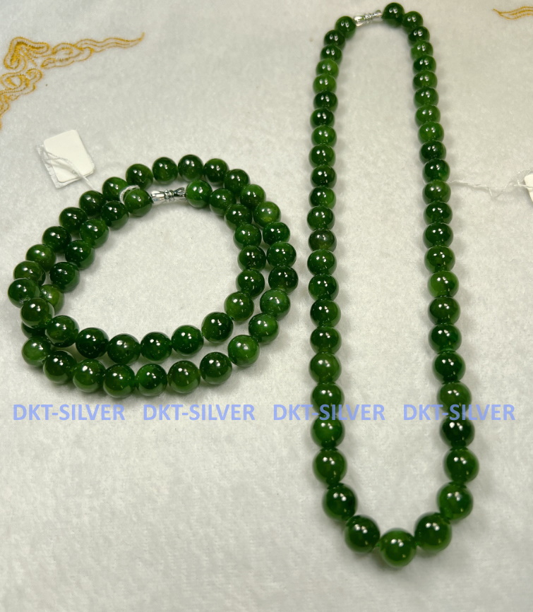 Chuỗi cổ ngọc bích 10ly cao cấp trang sức tuyệt đẹp mang phong thủy bình an