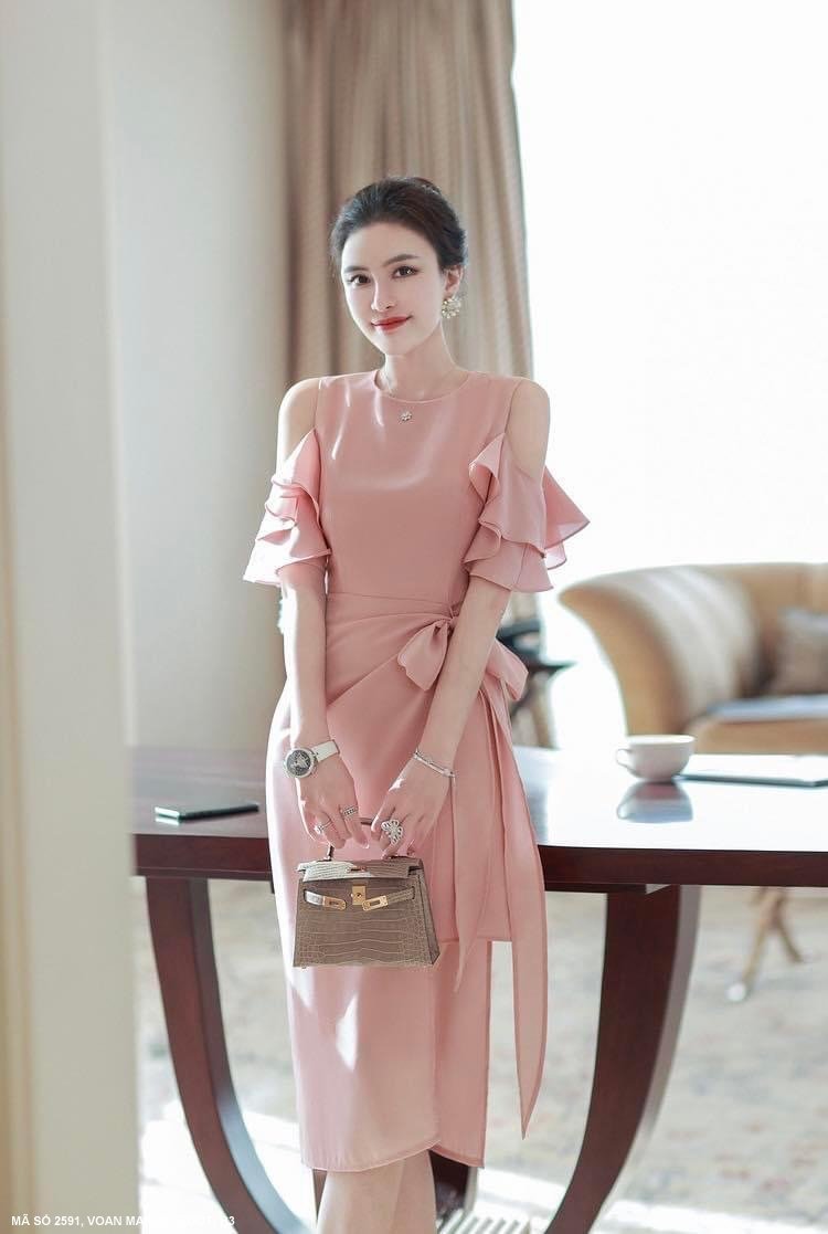 🎀 MYDU SHOP - MS 2591 | Đầm Bèo Tay Thắt Nơ Eo – Nữ Tính, Thanh Lịch 🎀