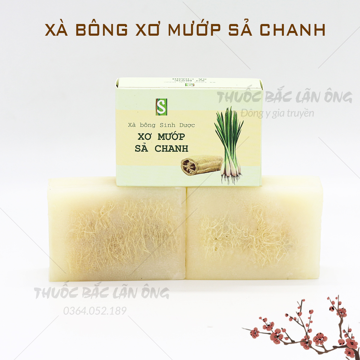 Xà bông sinh dược xơ mướp sả chanh làm sạch dưỡng trắng da - Lãn Ông