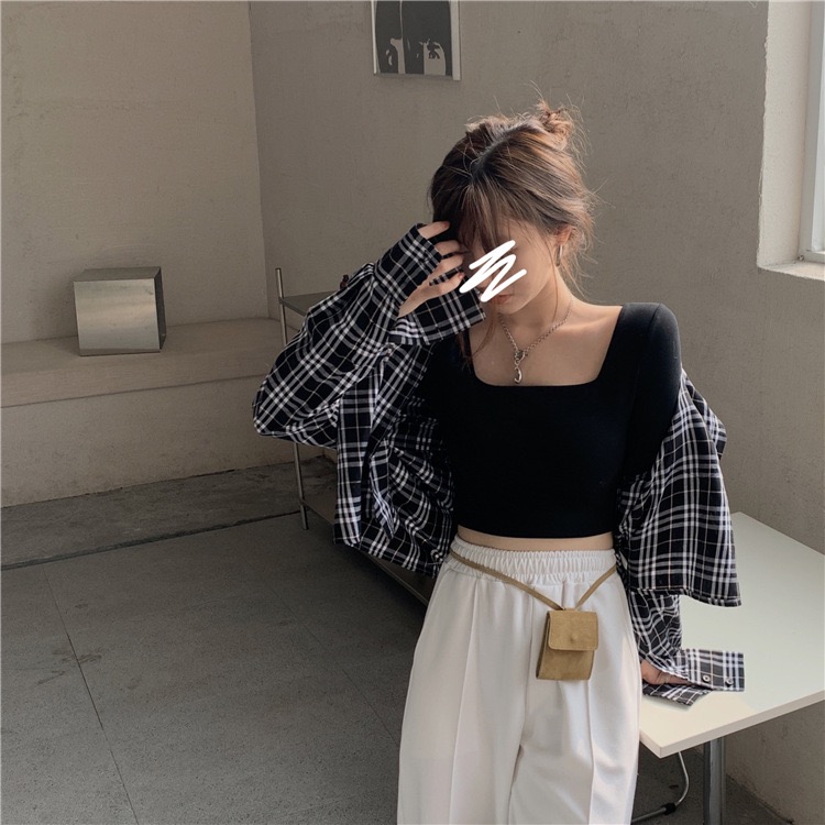 MS6844 Áo thun nữ cổ vuông croptop cá tính