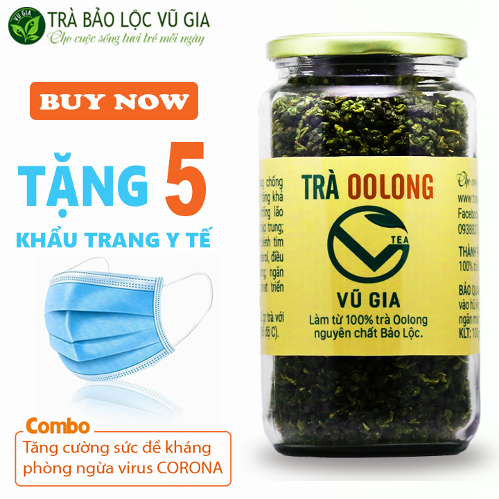 Trà Oolong (Ô Long/ Olong) Nguyên Chất Vũ Gia (400g/hũ) + Tặng 5 Khẩu Trang Y Tế - Nguyên liệu nấu trà sữa, trà trái cây thơm ngon - Giảm cân an toàn, thanh nhiệt cơ thể tăng cường hệ miễn dịch, sức đề kháng