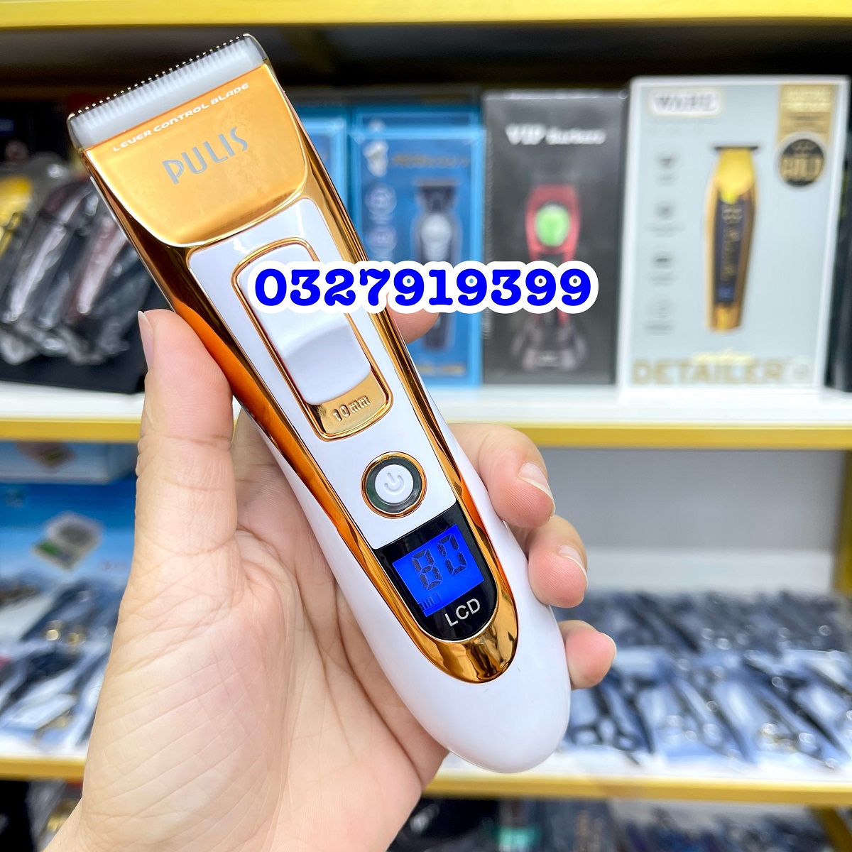 Pulis Hair Trimmer Rfcd-7800 Professional Titanium Ceramic Lcd Screen 2 Batteries 1400Mah for Women Professional Hair Trimmer