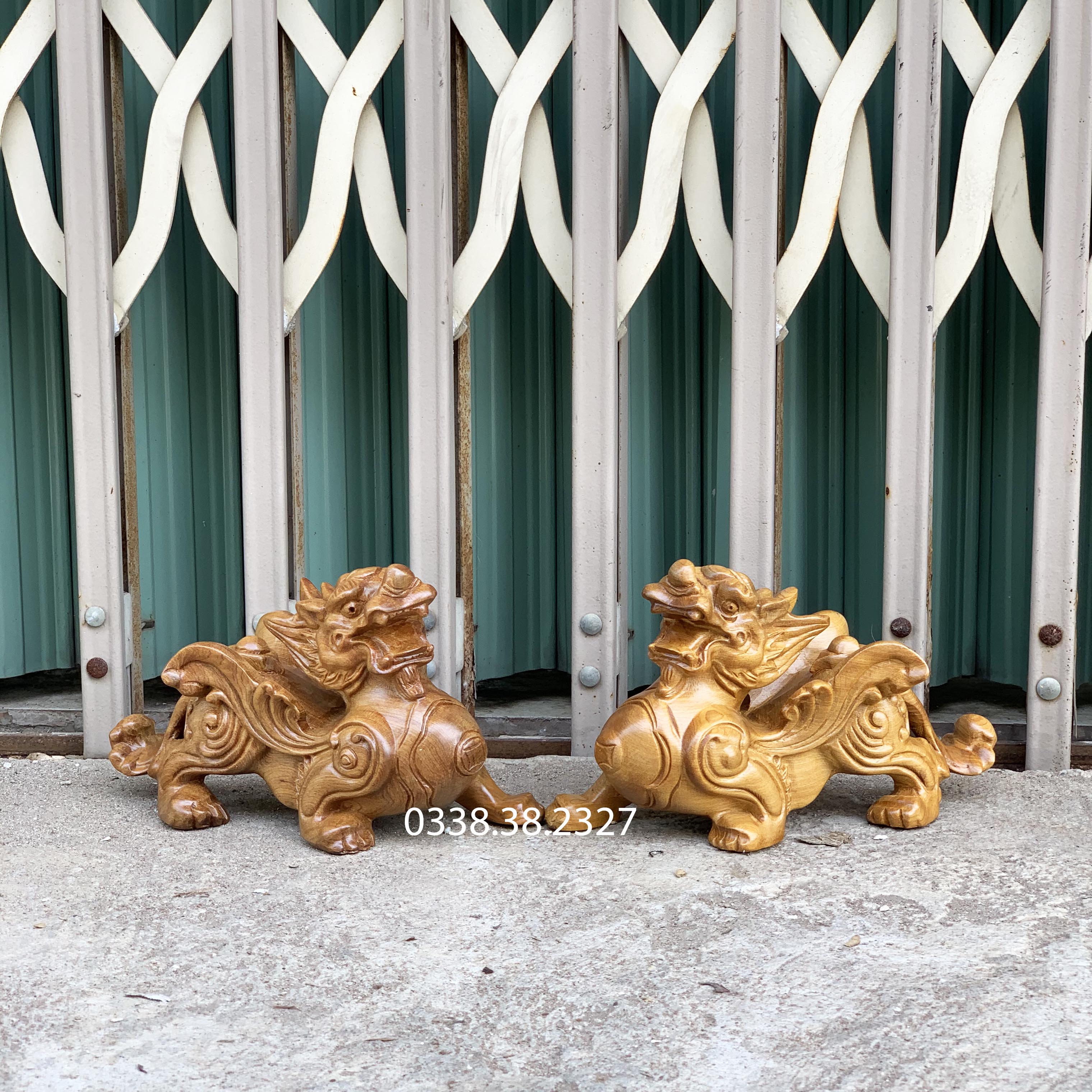Cặp tỳ hưu kích thước (20-12-8) chất liệu gỗ bách xanh