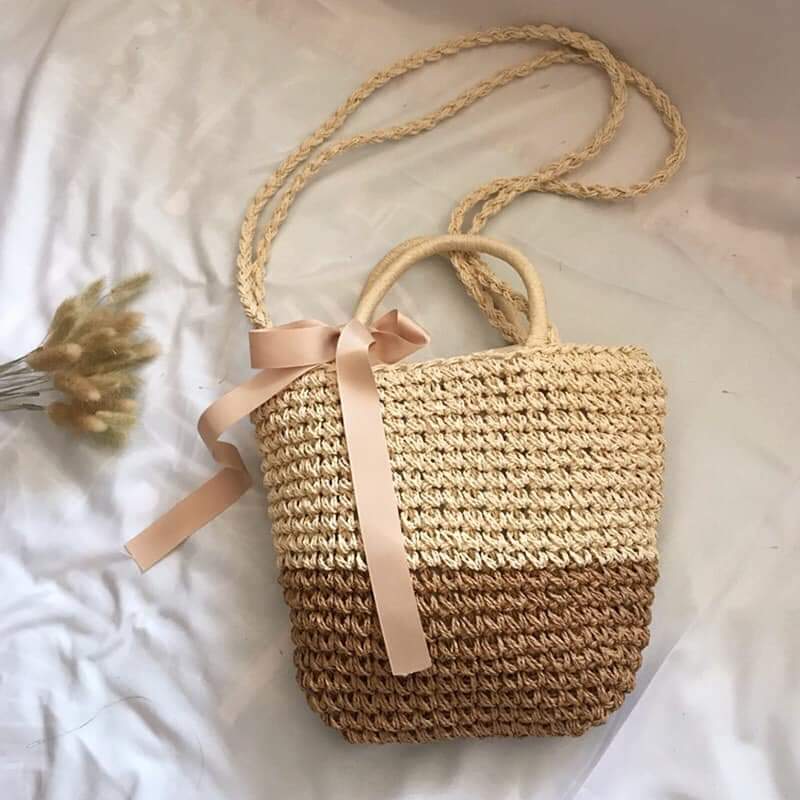 Túi cói thắt nơ vintage đi biển