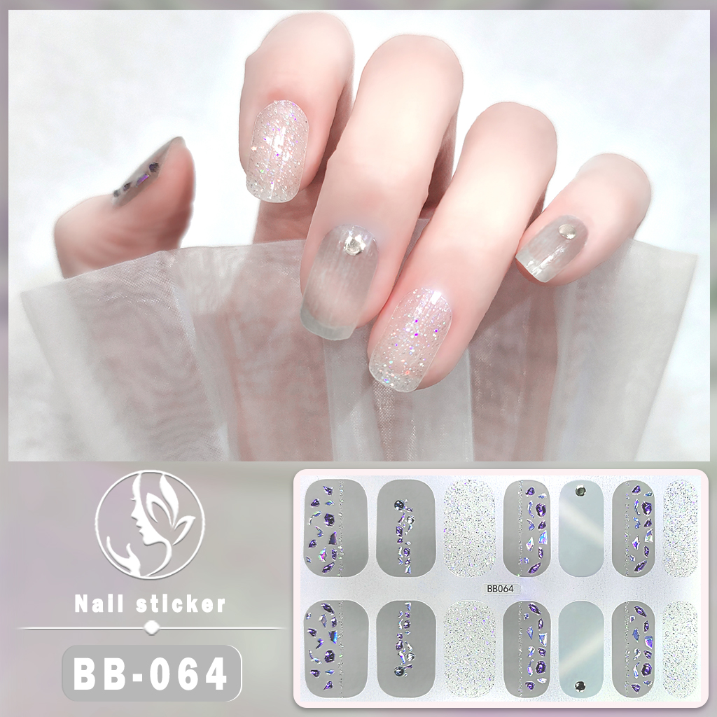 Set 14 miếng dán móng tay nghệ thuật 3D màu gradient chống thấm nước bền lâu kiểu dáng thời trang BB-INTL