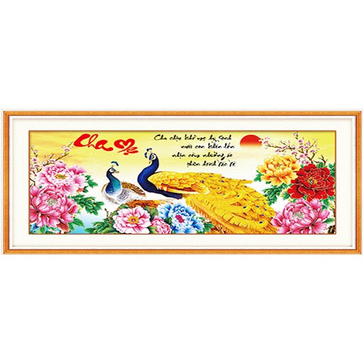 Tranh Đính Đá Cha Mẹ - Kích Thước 110X50Cm(Chưa Đính)