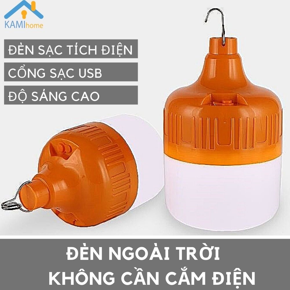 Đèn led sạc tích điện dạng bóng bulb sử dụng pin tiêu chuẩn 18650 chọn công suất 40/60/100w mã 37001