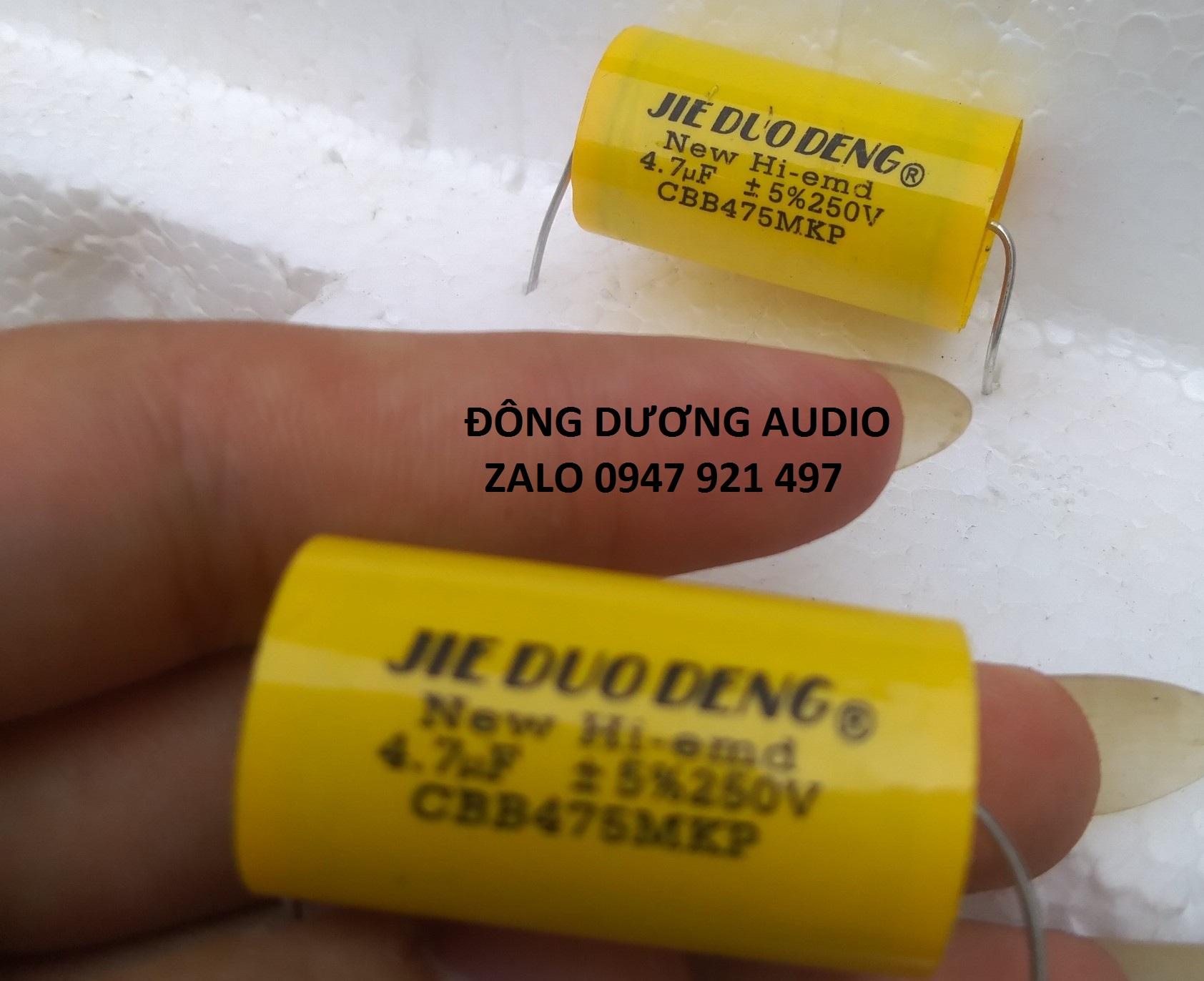 2 CON TỤ PHÂN TẦN LOA TREBLE 4.7MF 250V VÀNG TRÒN