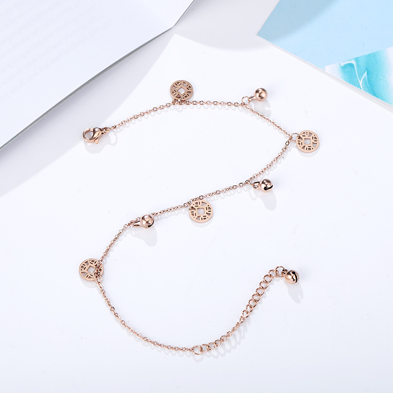 Lắc chân titan chuông tiền 1 dây không đen không rỉ
