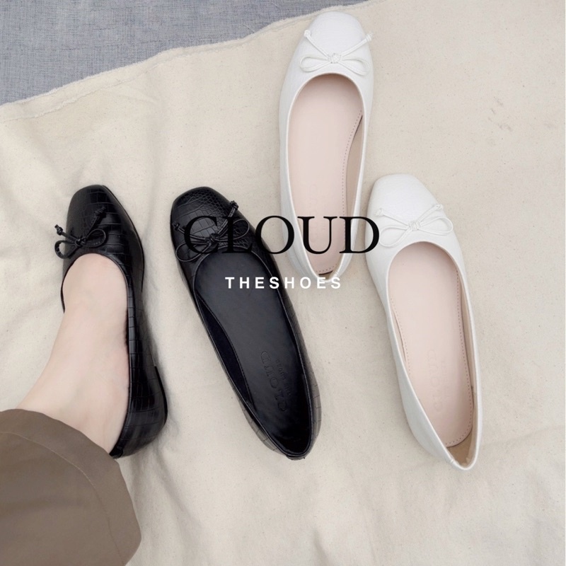 Giày búp bê bệt nơ da vân r CLOUD