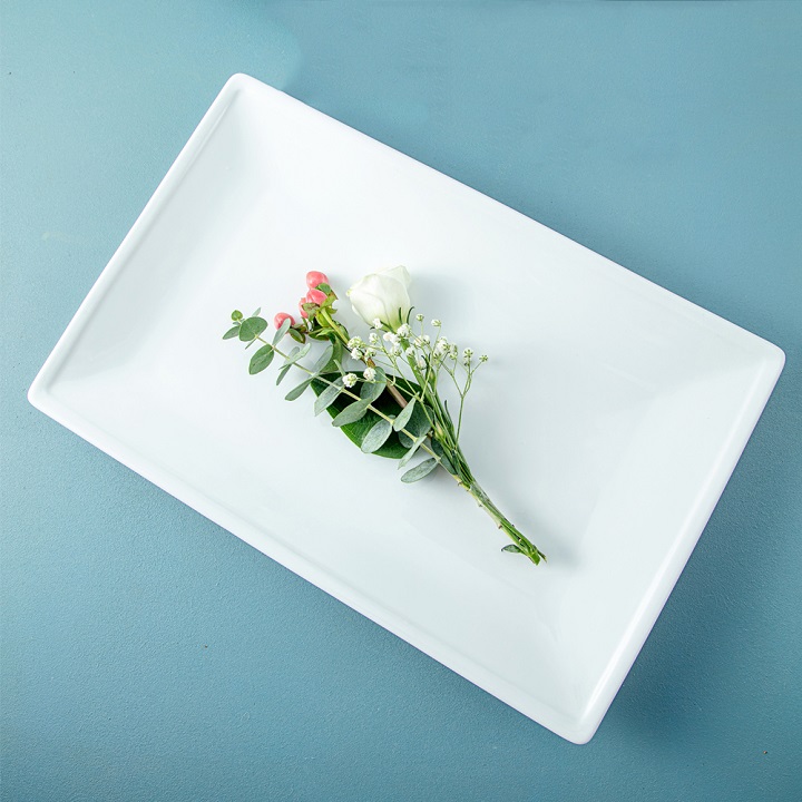 Đĩa Chữ Nhật Trắng Đựng  Thực Phẩm Tiện Dụng Đẹp Mắt