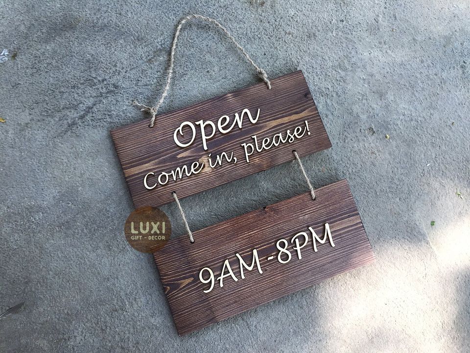 Combo 2 bảng gỗ Open - Closed độc đáo -  Xưởng LUXI decor