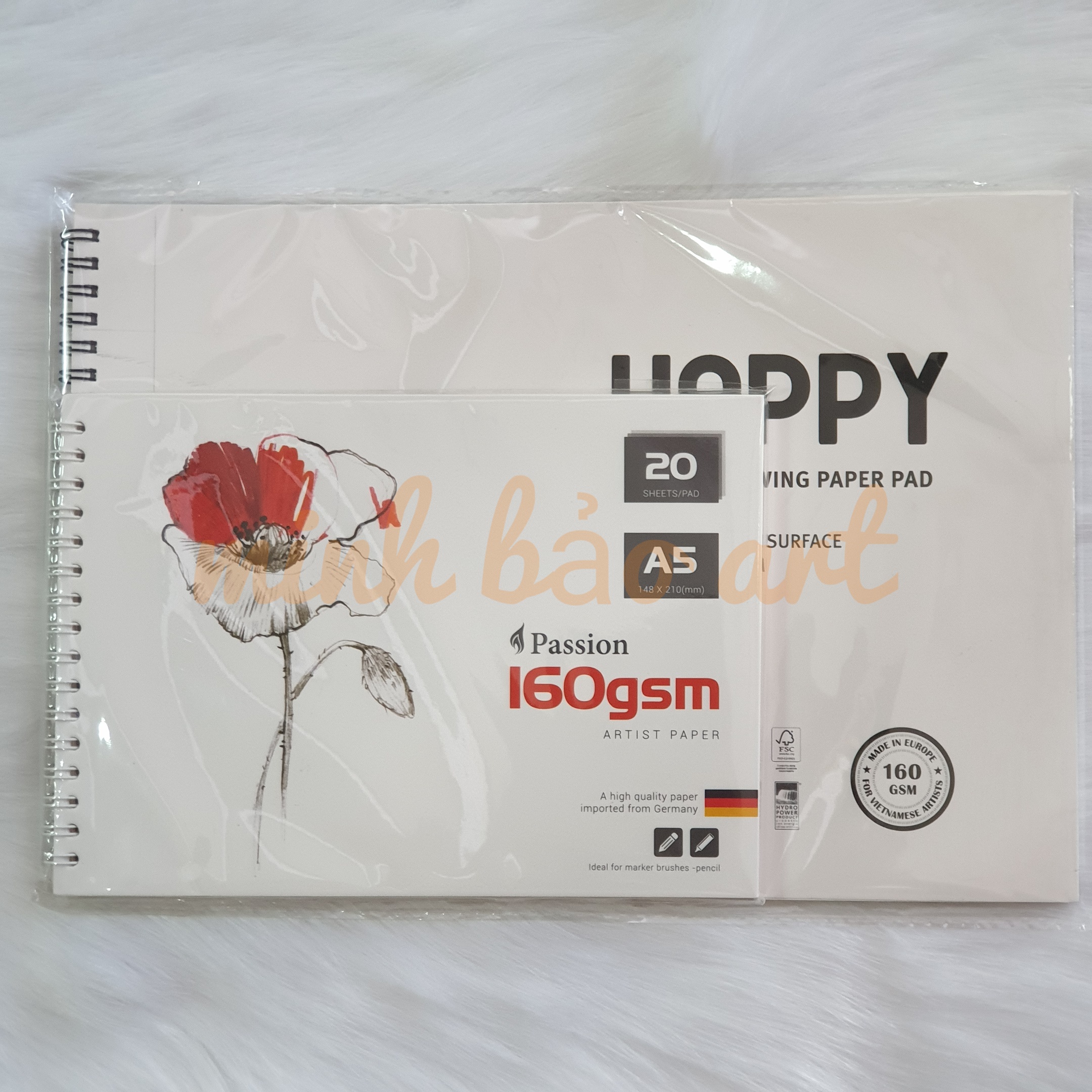 [HCM]SỔ VẼ MÀU NƯỚC HAPPY 300 GSM (VÂN COLD 15 TỜ)
