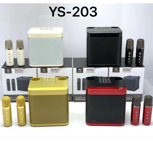 Loa karaoke bluetooth ys 203 kèm 2 micro không dây siêu hay