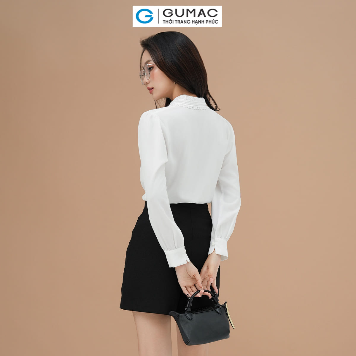Áo sơ mi cổ ren thời trang GUMAC AE05001