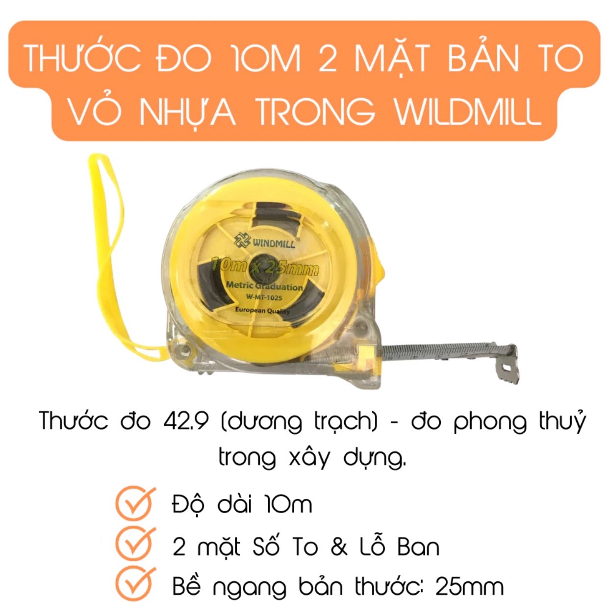 Thước cuộn thép WILDMILL 10m,thước thép cuộn,thước kéo chống va đập,thước cuộn bọc,thước mét,thước rút,thước dây,thước đo,thước gấp,thước phong thủy,thước dây khoá tự động chống va đập