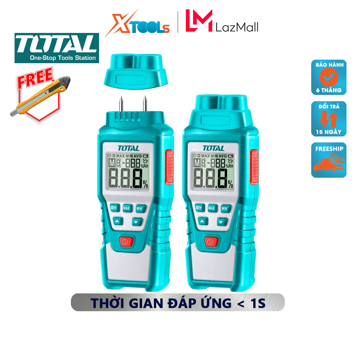 Wood moisture meter total TETWM01 | equipment testing moisture measuring humidity range 2 ~ 70%, response time <1 seconds, use AA battery hygrometer, water content in Wood