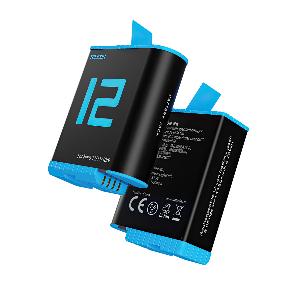 PIN GOPRO 12 / 11 / 10 / 9 / 8 / 7 / 6 / 5 TELESIN (1750MAH) V3