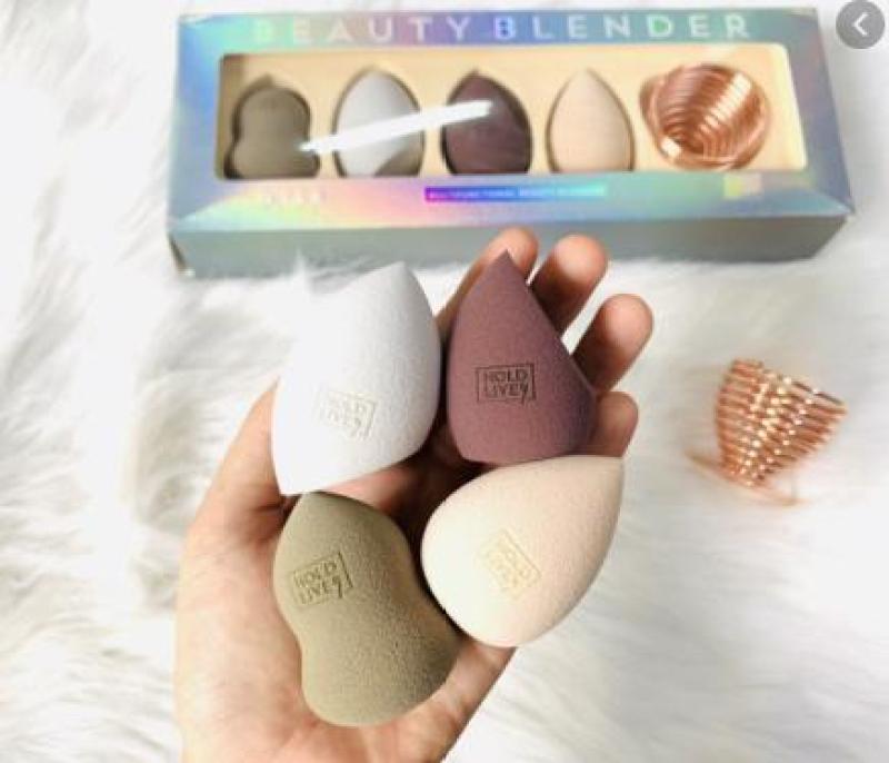 Set 4 bông tán nền + Kệ gọng UUYP Make Up Puff 4.8, Bông tán kem nhiều hình