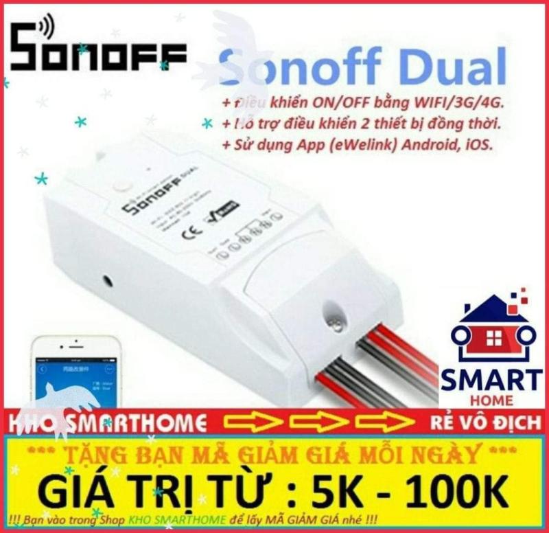 Công tắc thông minh 2 kênh Sonoff Dual điều khiển từ xa qua WIFI, 3G, 4G