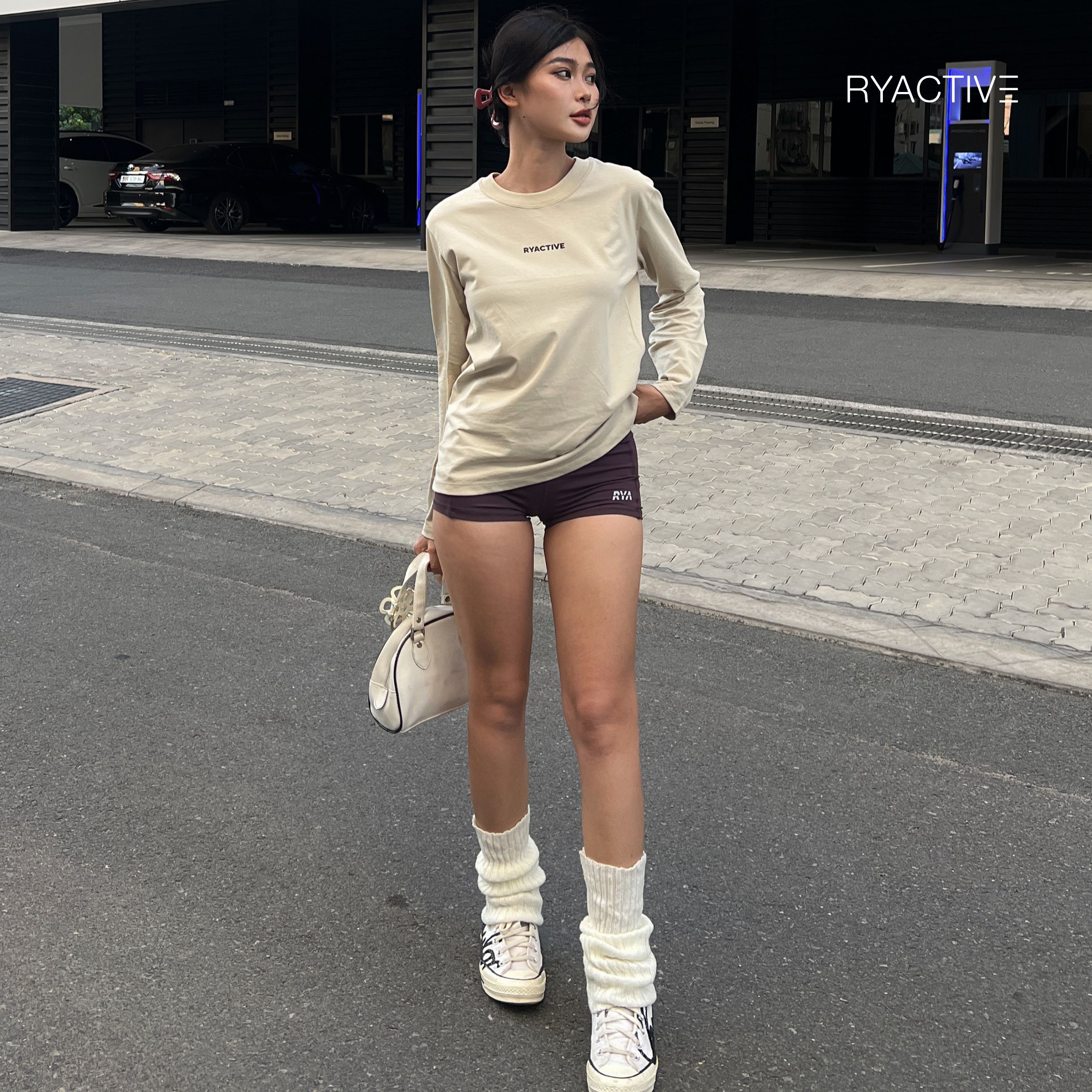 Áo thun tay dài RYACTIVE - BASIC LONGSLEEVES TEE Light Beige