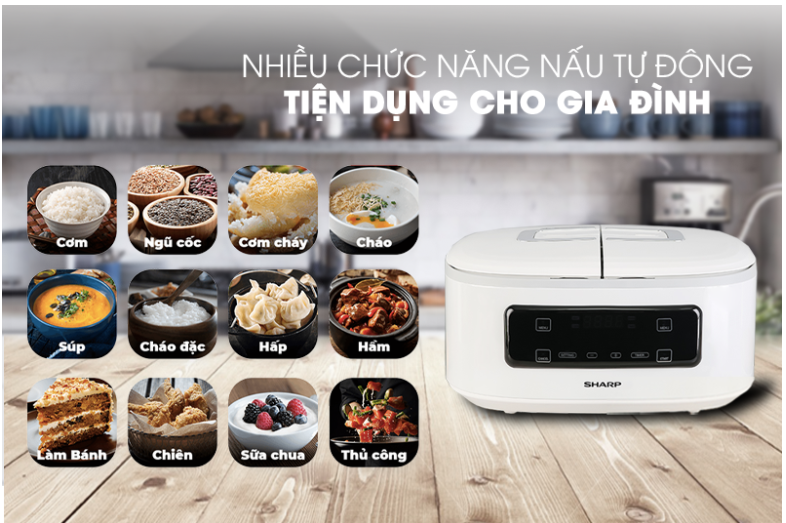 Nồi cơm 2 ngăn đa năng Sharp 1.8 lít KN-TC50VN-SL