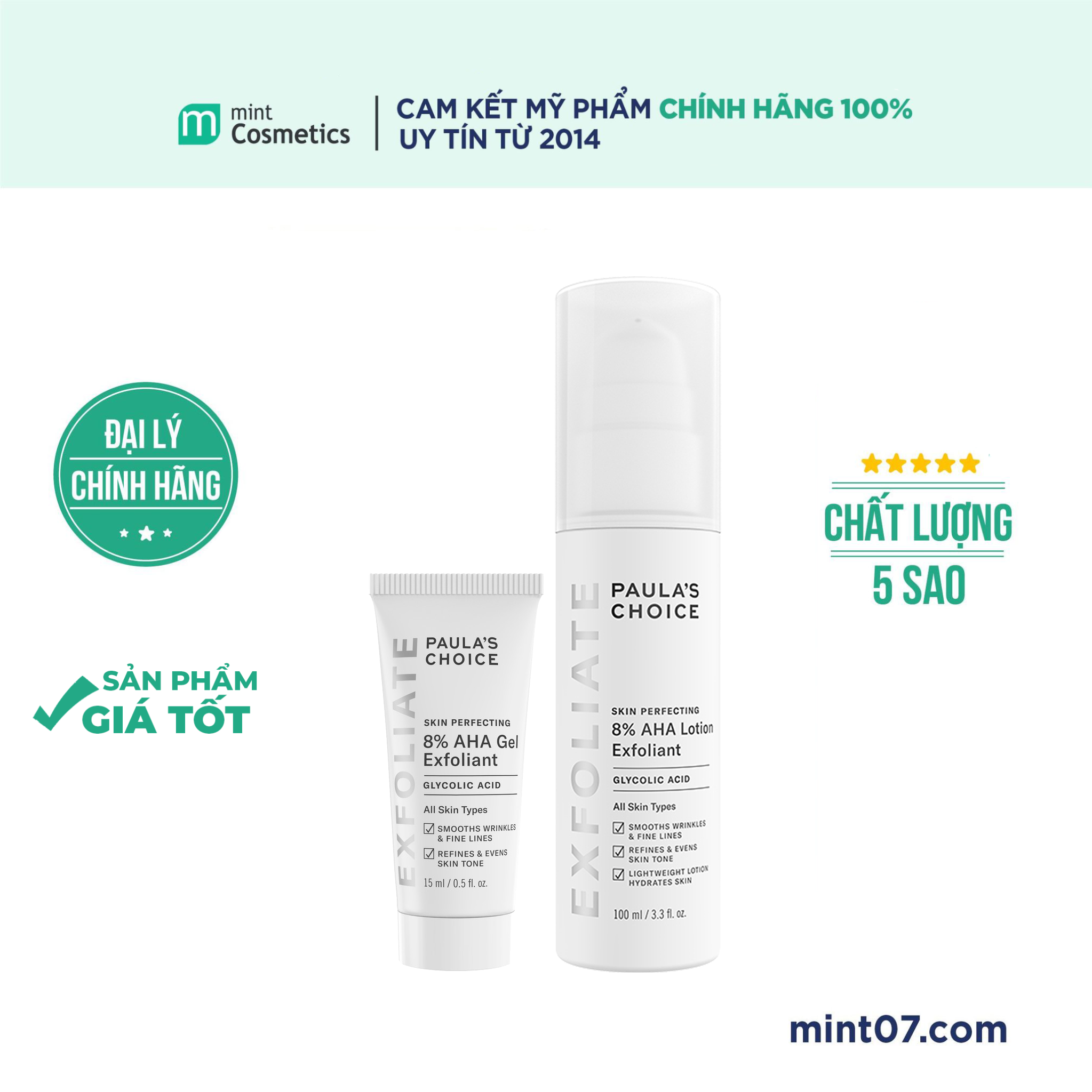 Tẩy Da Chết Paula’s Choice Skin Perfecting 8% AHA Gel 15ml/ 100ml