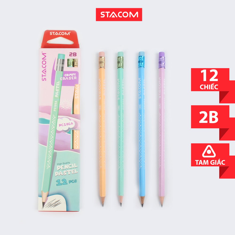 Bút chì stacom màu pastel 2b/hb pc106a