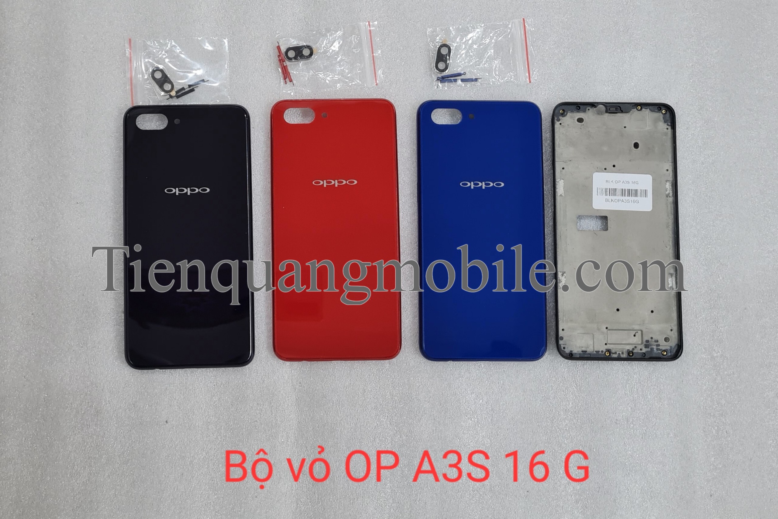 Bộ vỏ Oppo A3S 16GB (Gồm vỏ, xương, kính cam, nút bấm)