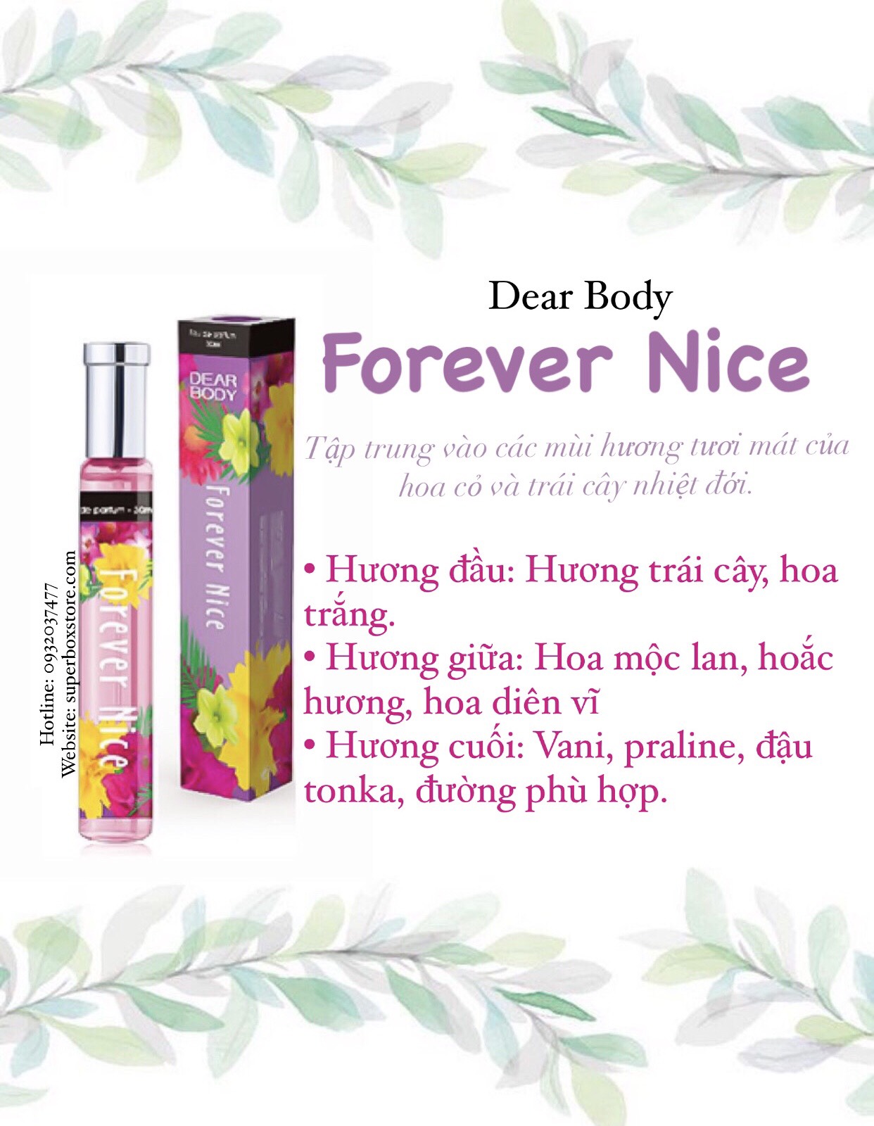 Nước Hoa Mini 30ml Dear Body Nhiều Mùi Hương