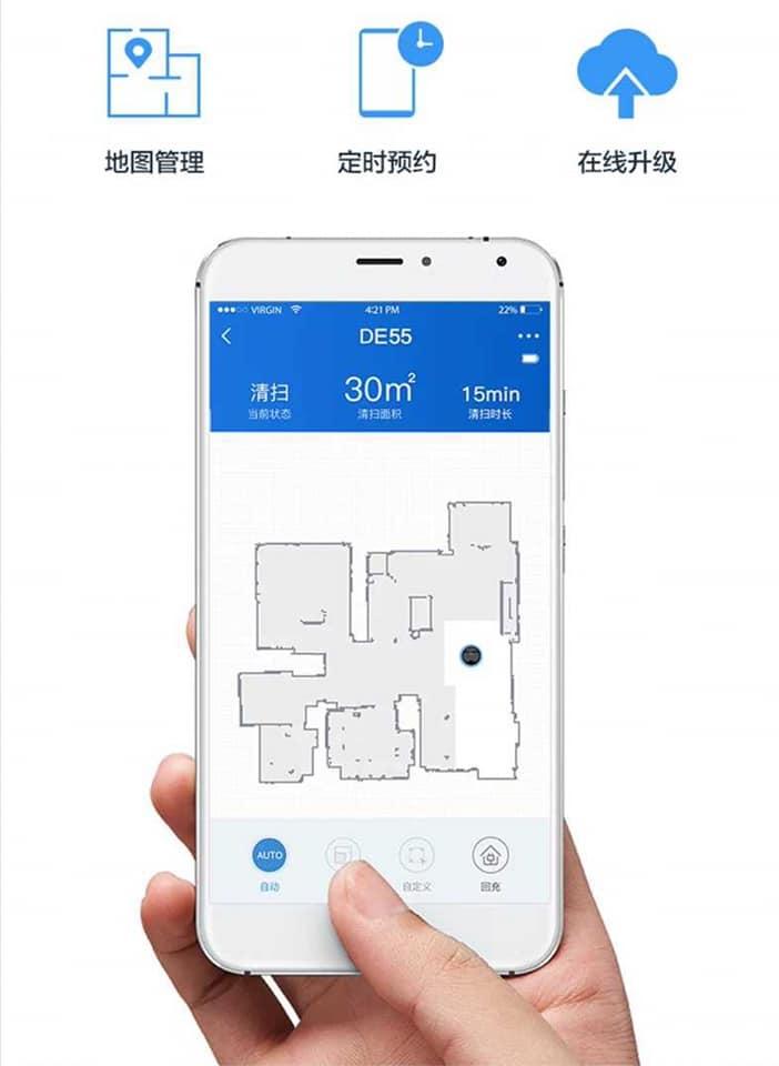 Robot hút bụi lau nhà thông minh ECOVACS DEEBOT DE55 (OZMO 900 Cài APP tiếng Anh điều khiển bằng Điện Thoại)