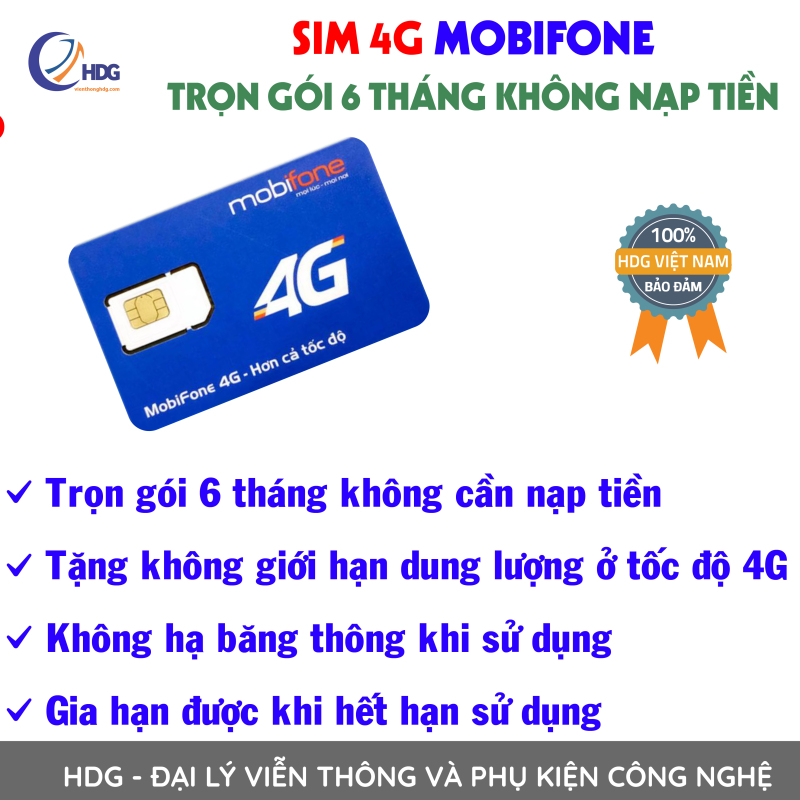 Sim 4G Max Băng Thông Mobifone Không giới Hạn Dung Lượng (Miễn Phí 06 Tháng) - wifi HDG