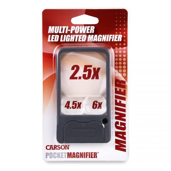 Kính lúp cầm tay bỏ túi có đèn Carson PM-33 Pocket Magnifier™ (6x / 4,5x / 2,5x) (Hãng Carson - Mỹ)