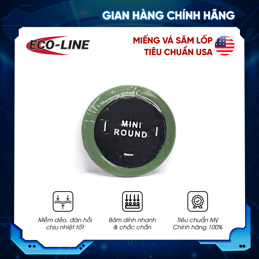 Hộp 50 miếng vá săm (34mm) - Ecoline Mini Round tiêu chuẩn Mỹ