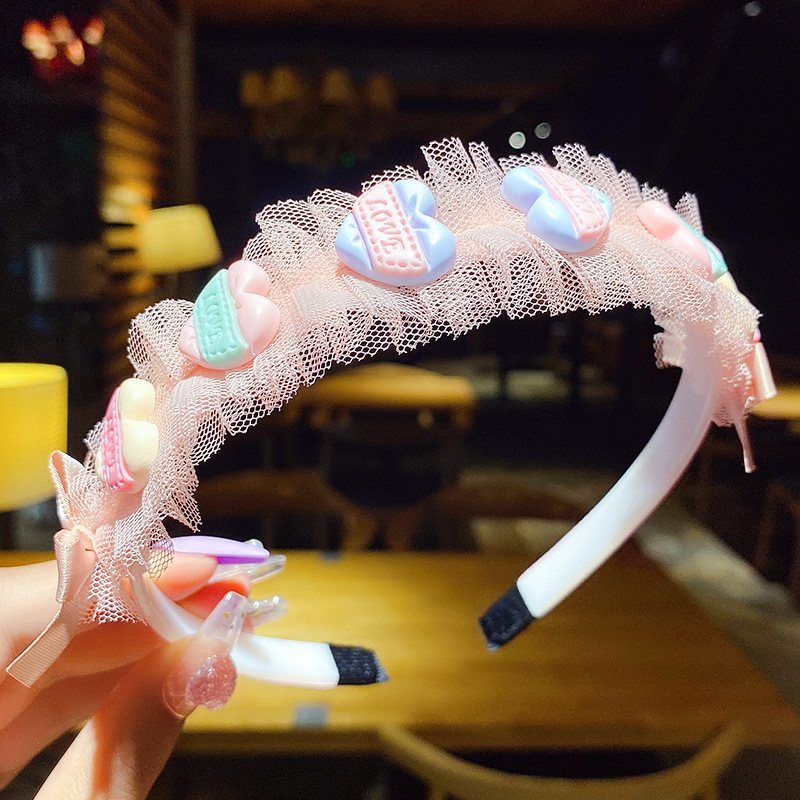 Bờm tóc bé gái có đính hoa chống trượt