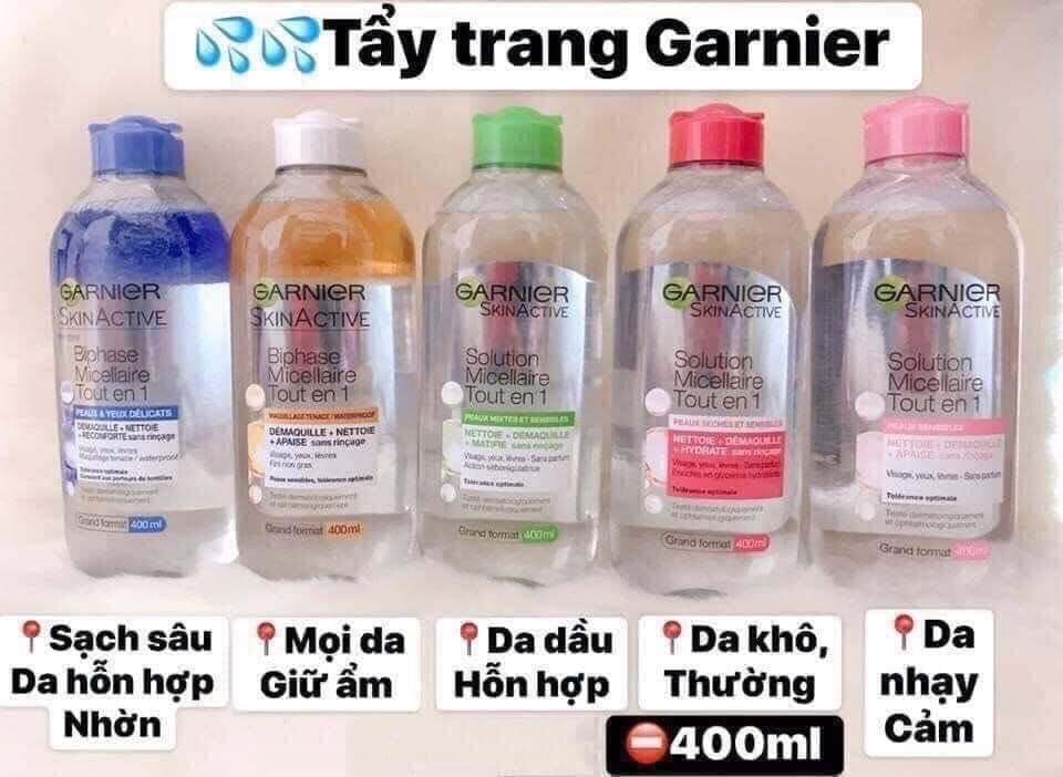 [Loại 400ml] Nước Tẩy Trang Garnier Skinactive Micellar Cleansing