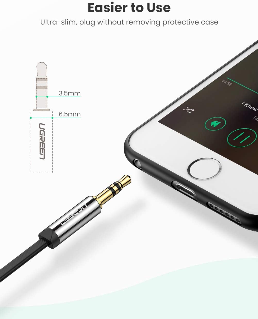 Cáp Audio 3,5mm dài 1,5M Ugreen 10598 bẻ góc 90 độ
