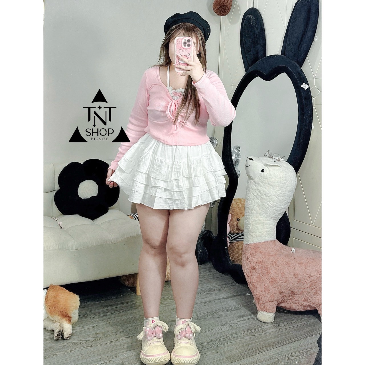 SET ÁO TIỂU THƯ PHỐI YẾM CHÂN VÁY TẦNG [TNT SHOP BIGSIZE 60KG 90KG]