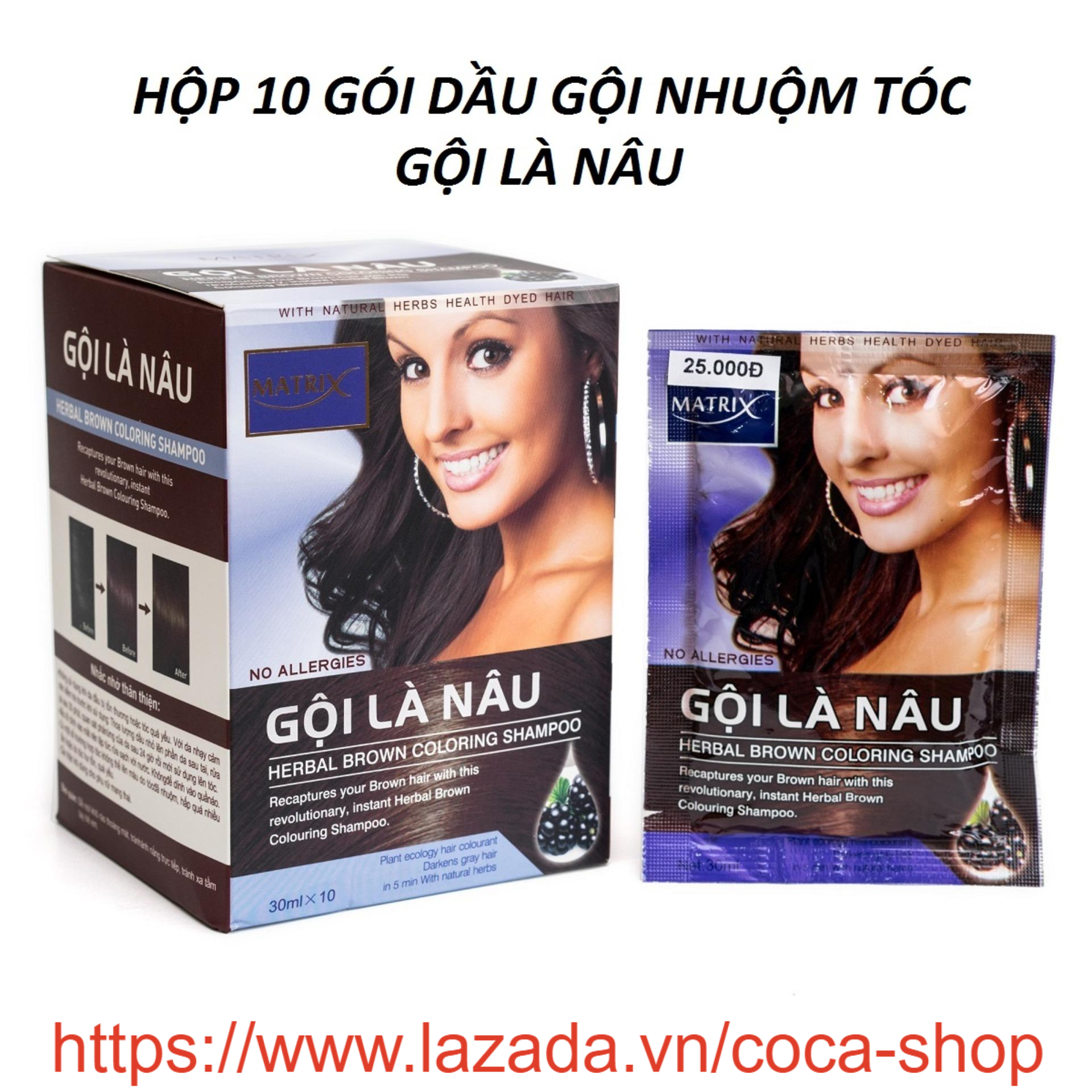 Hộp 10 Gói Dầu Gội Nhuộm Tóc - Gội Là Nâu Matrix