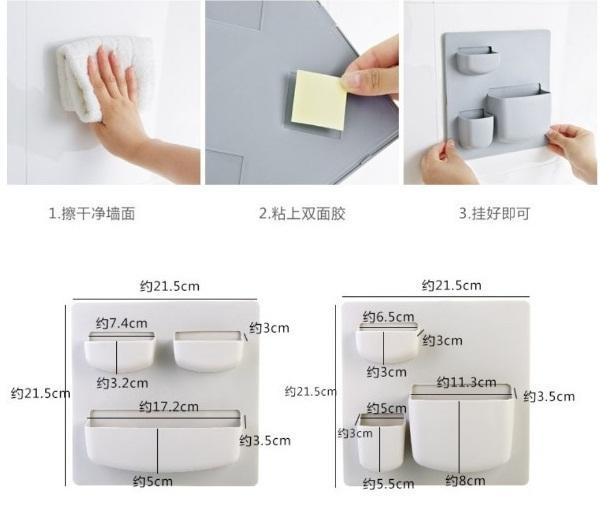 Combo Bộ 4 kệ dán tường, dán tủ lạnh tiện dụng