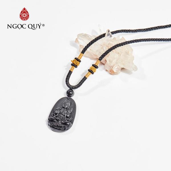 Mặt dây chuyền Phật bản mệnh đá obsidian Như Lai Đại Nhật tuổi Mùi,Thân 3.6 x 2.3cm (màu đen) - Ngọc Quý Gemstones