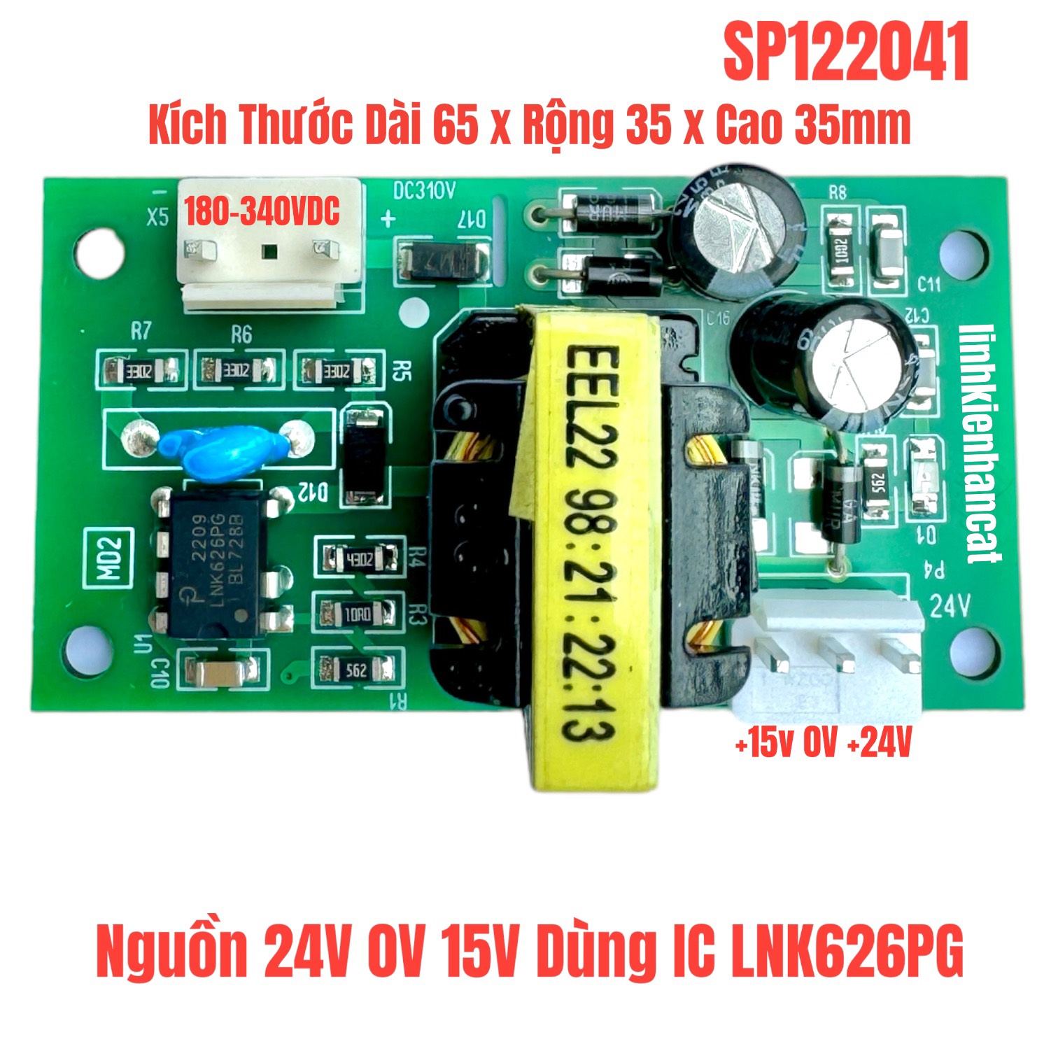 Nguồn 24v 0v 15v dùng ic lnk626pg