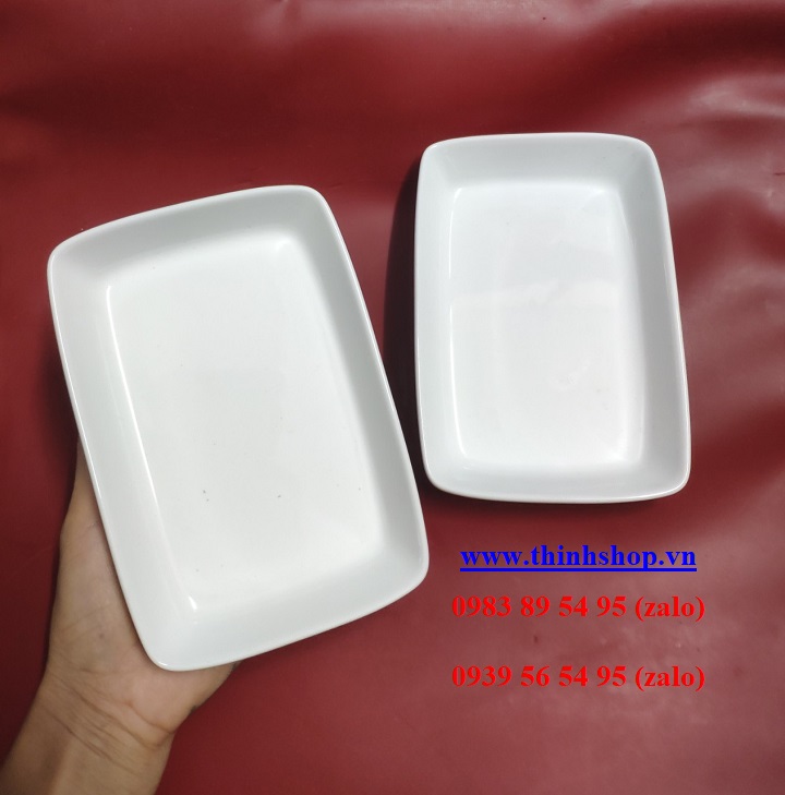 Dĩa hình chữ nhật sứ Minh Long - khay hình chữ nhật sứ Minh Long