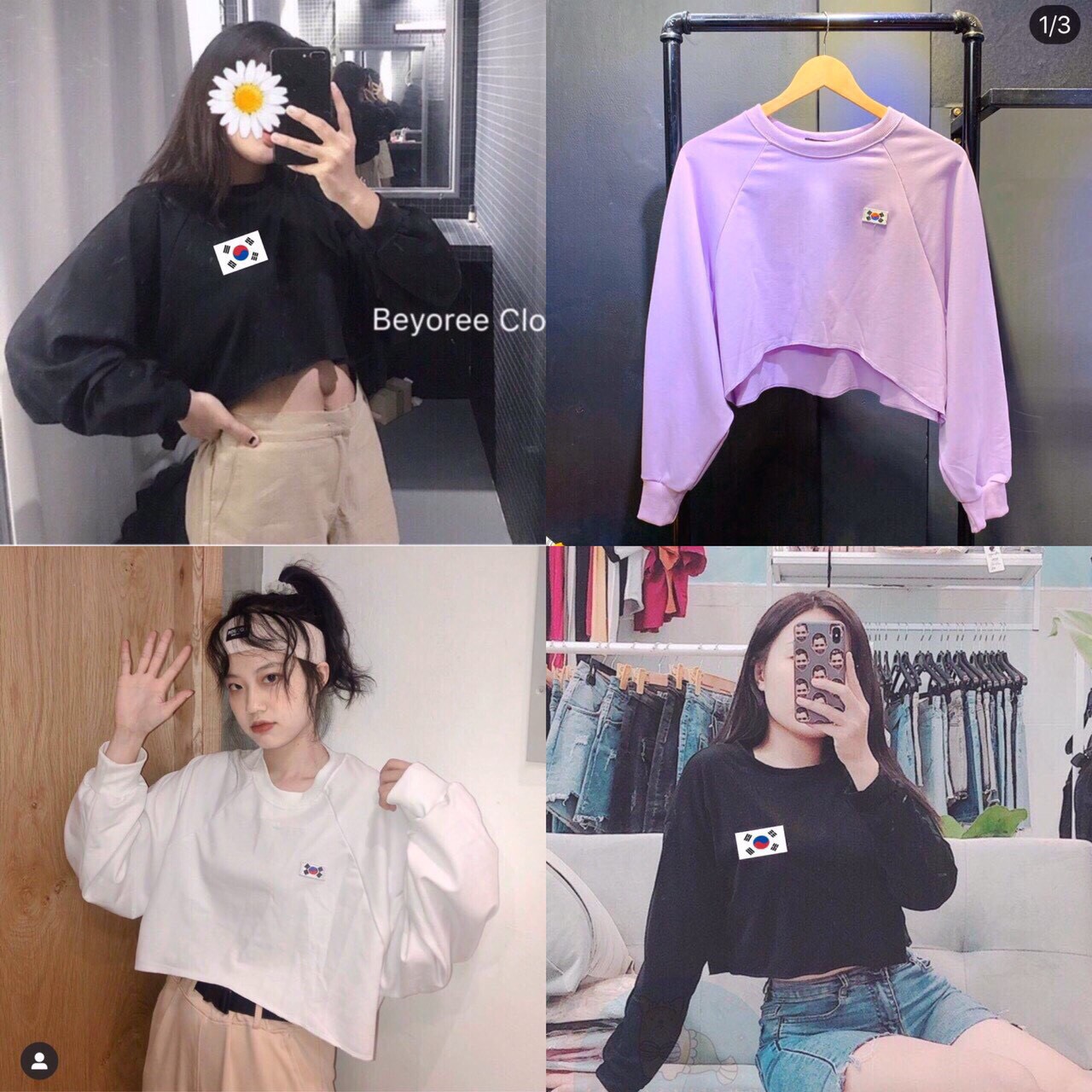 Áo thun tay dài croptop form lỡ in hình phong cách Hàn TTSLA0027